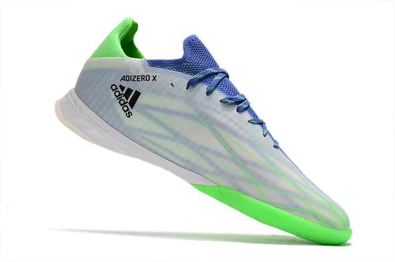 Chuteira Adidas X Speedflow. 1 Futsal Azul/Verde