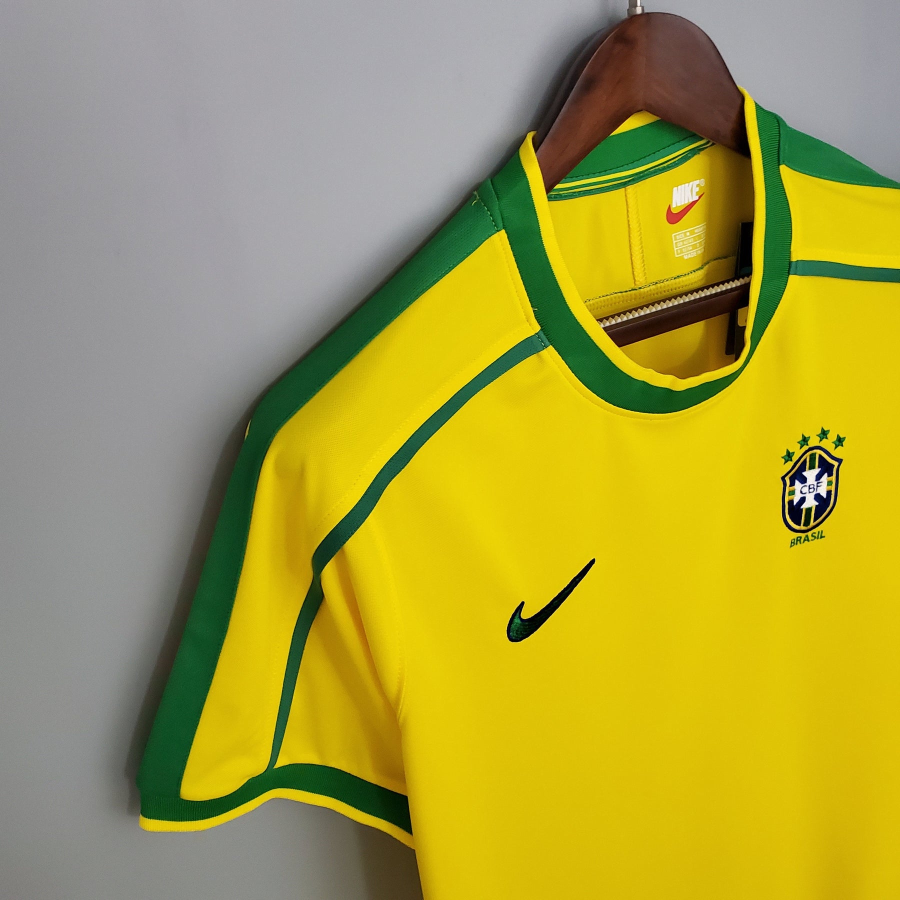 Camisa Seleção Brasil Home 1998 - Nike Retrô Masculina - Amarela/Verde