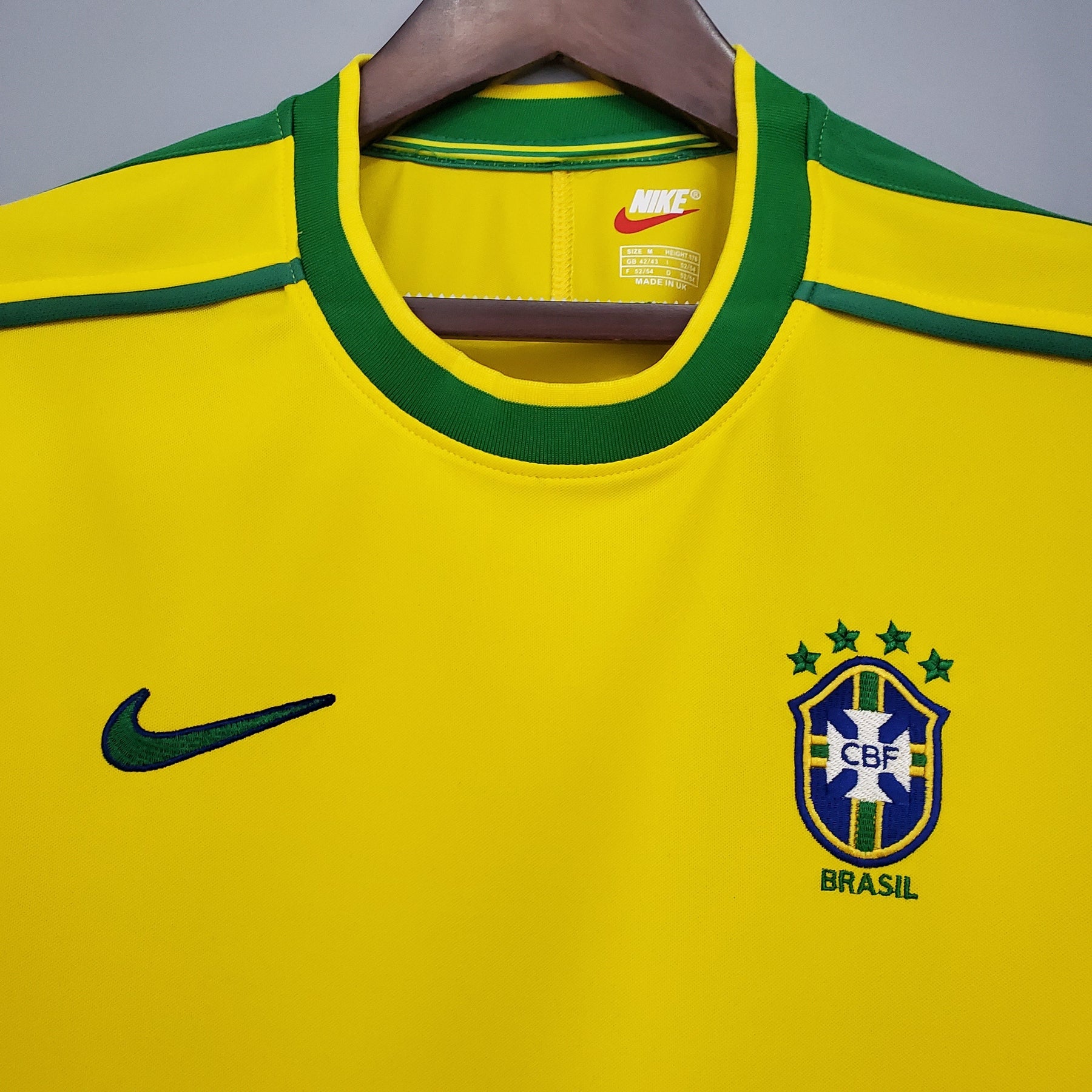 Camisa Seleção Brasil Home 1998 - Nike Retrô Masculina - Amarela/Verde