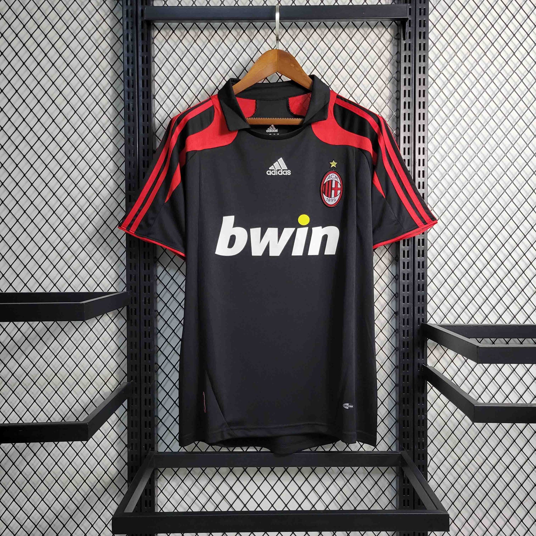 Camisa Milan Third 2007/08 - Adidas Retrô Masculina - Preta/Vermelha